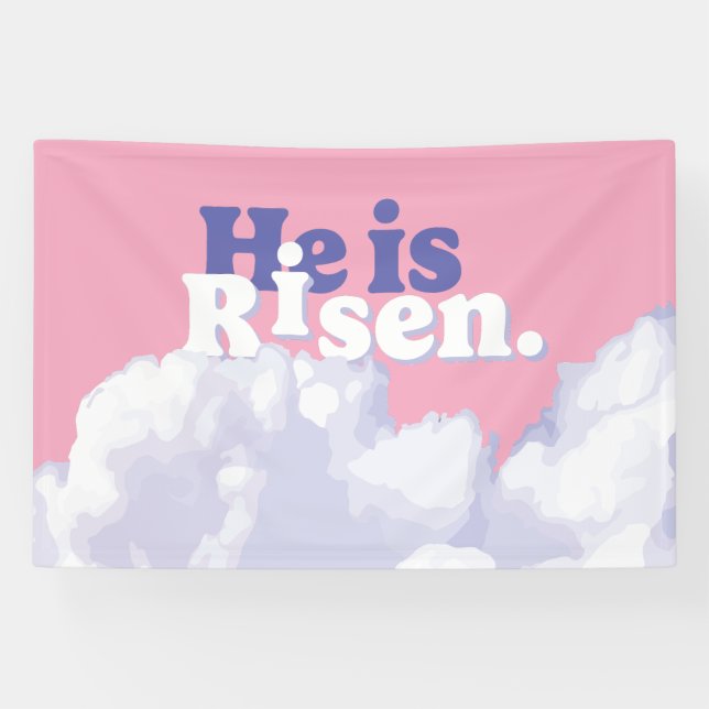 He is Risen Clouds Easter Banner (Horizontal)