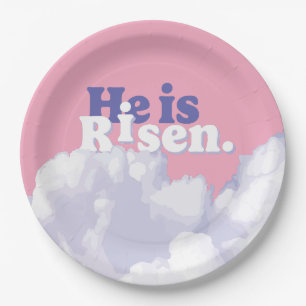 He is Risen Clouds Easter Paper Plates