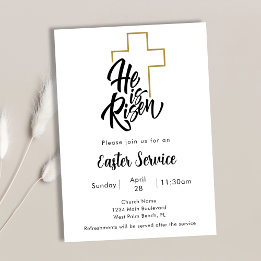 He is Risen Cross Art Church Easter Service Invitation