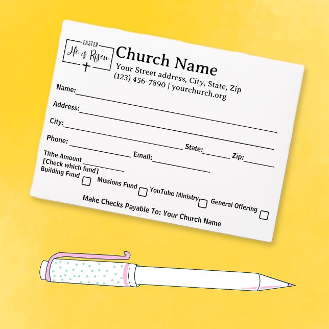 He Is Risen Cross Church Tithe Offer Collection Envelope (Creator Uploaded)