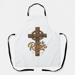 He Is Risen Cross Crown of Thorns Christian Shirt_ Apron