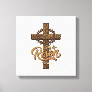 He Is Risen Cross Crown of Thorns Christian Shirt_ Canvas Print