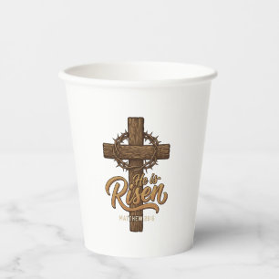 He Is Risen Cross Crown of Thorns Christian Shirt_ Paper Cups