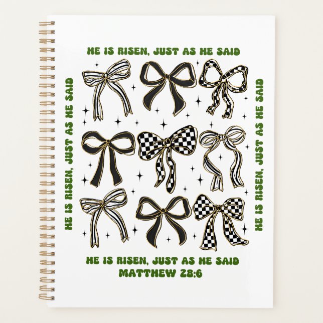 He is Risen Cross Easter Croquette Bow  Planner (Front)