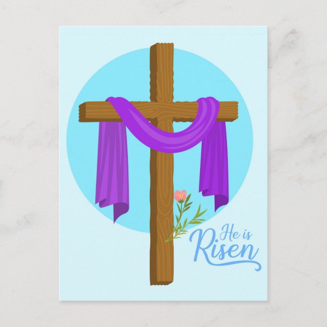 He is Risen Cross Holiday Postcard (Front)