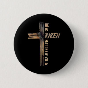 He Is Risen Cross Jesus Religious Christian Faith 6 Cm Round Badge