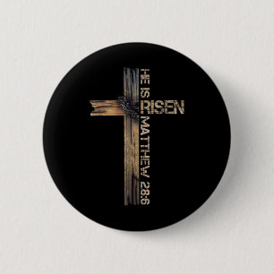 He Is Risen Cross Jesus Religious Christian Faith 6 Cm Round Badge