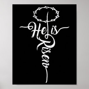 He Is Risen Cross Jesus Religious Easter Day Chris Poster