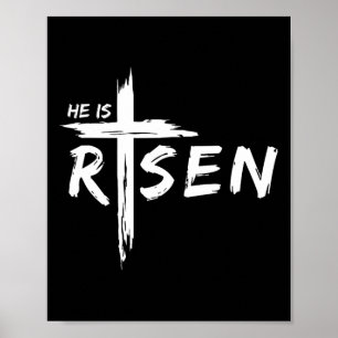 He Is Risen Cross Jesus Religious Easter Day Chris Poster