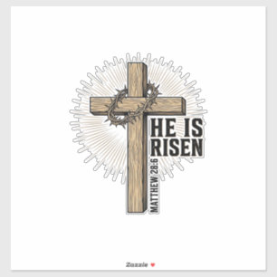He Is Risen Cross Matthew 28_6 Vintage Christian D