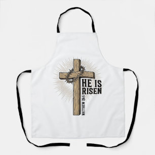 He Is Risen Cross Matthew 28_6 Vintage Christian D Apron