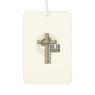 He Is Risen Cross Matthew 28_6 Vintage Christian D Car Air Freshener