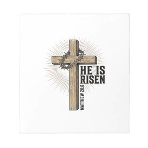 He Is Risen Cross Matthew 28_6 Vintage Christian D Notepad