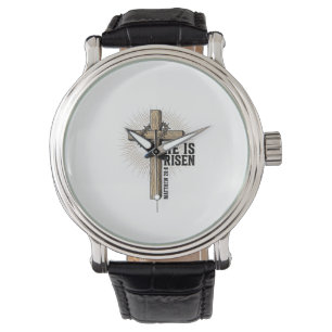 He Is Risen Cross Matthew 28_6 Vintage Christian D Watch