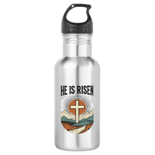He Is Risen Cross Sunrise Christian Easter Shirt D 532 Ml Water Bottle