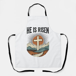 He Is Risen Cross Sunrise Christian Easter Shirt D Apron