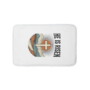 He Is Risen Cross Sunrise Christian Easter Shirt D Bath Mat