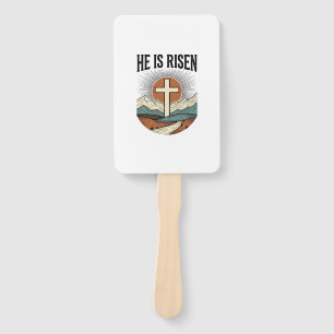 He Is Risen Cross Sunrise Christian Easter Shirt D Hand Fan