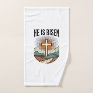 He Is Risen Cross Sunrise Christian Easter Shirt D Hand Towel