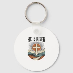 He Is Risen Cross Sunrise Christian Easter Shirt D Key Ring