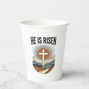 He Is Risen Cross Sunrise Christian Easter Shirt D Paper Cups