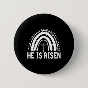 He Is Risen Cross Vintage Happy Easter 1 6 Cm Round Badge