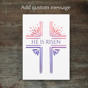 He Is Risen Custom Christian Original Cross Easter Holiday Card