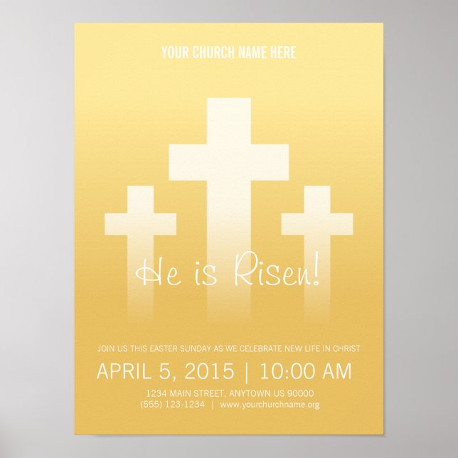 He is Risen! Customisable Easter Sunday Poster (Front)