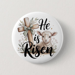 He Is Risen Easter  6 Cm Round Badge