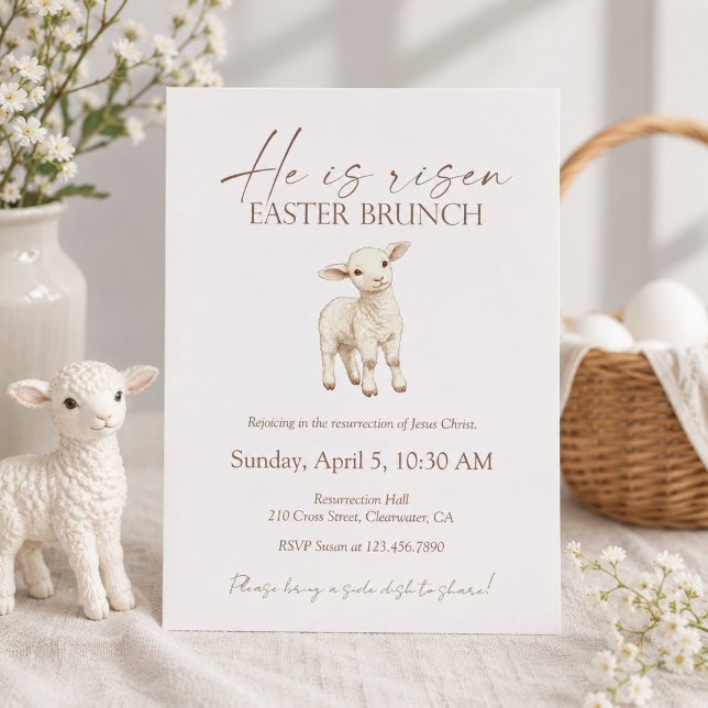 He Is Risen Easter Brunch Christian Resurrection Invitation (Creator Uploaded)