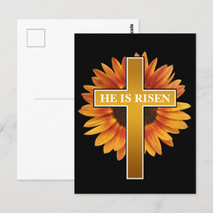 HE IS RISEN EASTER CELEBRATION CROSS POSTCARD