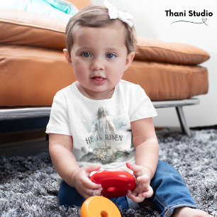 He is Risen Easter Christian Religious Cross Baby T-Shirt