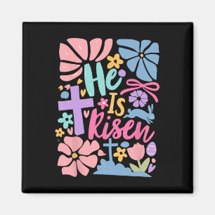 He Is Risen Easter Cross Coquette Jesus Christian Magnet