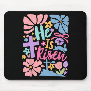 He Is Risen Easter Cross Coquette Jesus Christian  Mouse Pad
