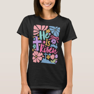 He Is Risen Easter Cross Coquette Jesus Christian T-Shirt
