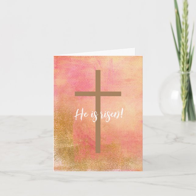 He is Risen Easter Cross Holiday Card (Front)