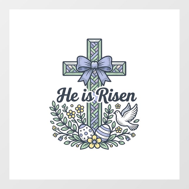 He Is Risen Easter Cross Vintage Vector (Sheet)
