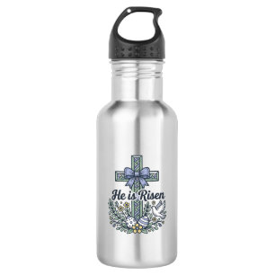He Is Risen Easter Cross Vintage Vector 532 Ml Water Bottle