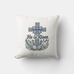 He Is Risen Easter Cross Vintage Vector Cushion