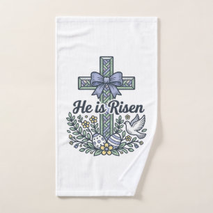 He Is Risen Easter Cross Vintage Vector Hand Towel