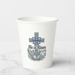 He Is Risen Easter Cross Vintage Vector Paper Cups