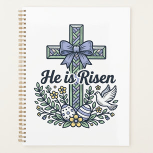 He Is Risen Easter Cross Vintage Vector Planner
