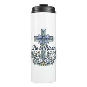 He Is Risen Easter Cross Vintage Vector Thermal Tumbler