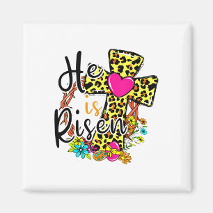 He Is Risen Easter Day Jesus Floral Leopard Teen G Magnet