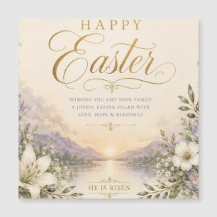 He Is Risen Easter, Elegant Floral Cross Christian