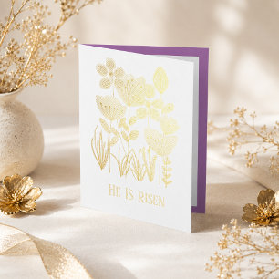 He Is Risen Easter Elegant Gold Foil Card