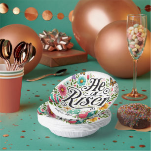 He Is Risen Easter Family Gathering Colourful Paper Plate