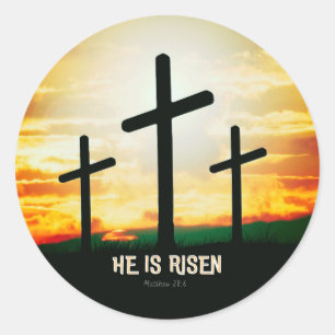 HE IS RISEN - EASTER ILLUSTRATION  CLASSIC ROUND STICKER
