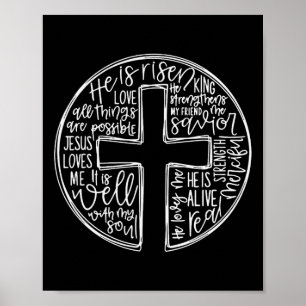 He Is Risen Easter Jesus Christian Cross Jesus Chr Poster