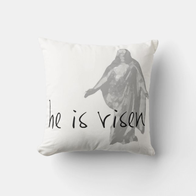 he is risen easter lds modern black white cushion (Front)